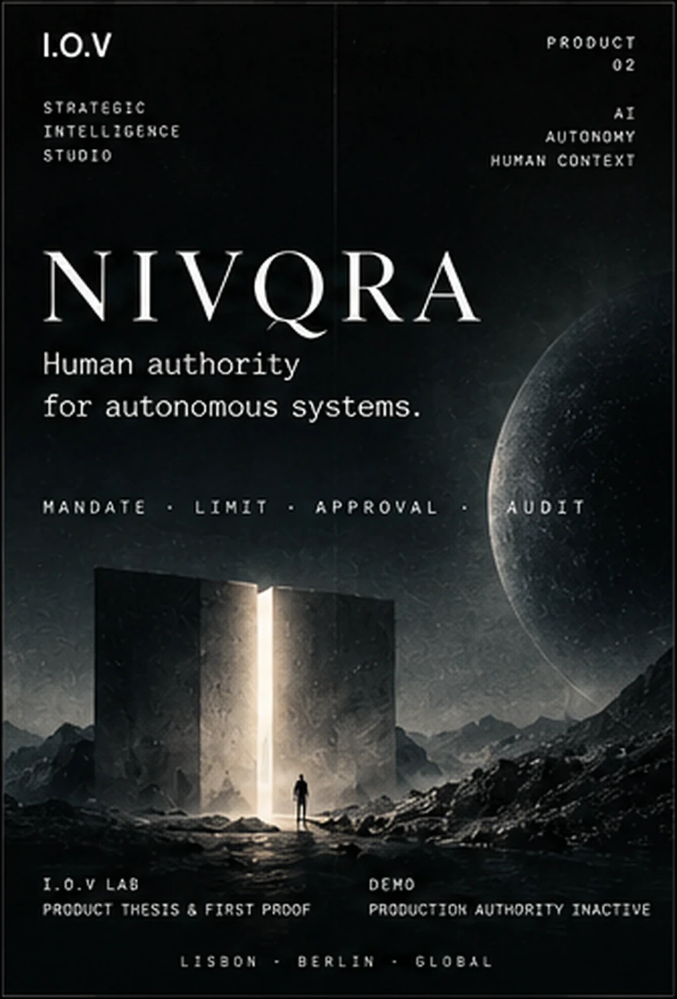 Founder-supplied cinematic nivqra poster with monumental architecture and volcanic terrain.