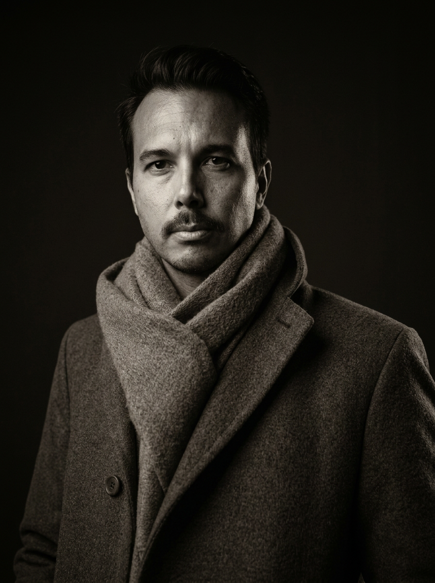 John Izaguirre, founder of I.O.V — portrait deconstructing into archival stone fragments