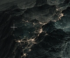 An aerial terrain study suggesting a layered cultural map.