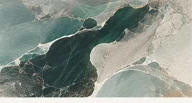 An aerial terrain study suggesting a layered cultural map.