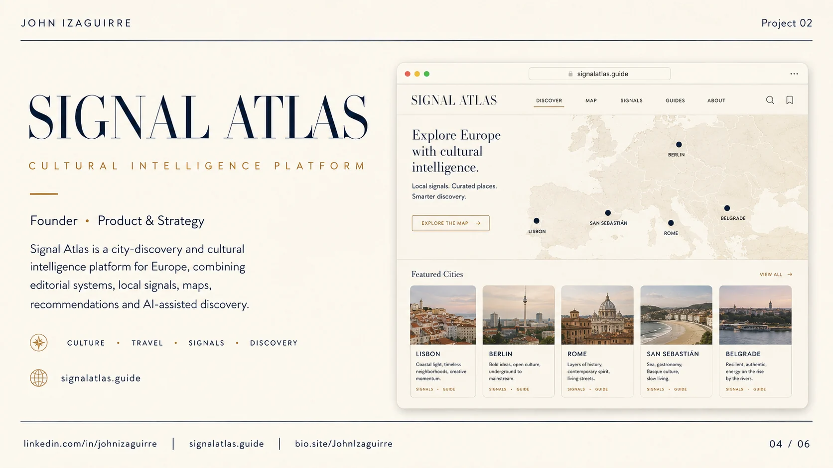 Approved Signal Atlas project visual for the European cultural intelligence and city-discovery platform.